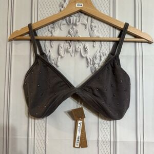 Skims Outdoor Rhinestone Skimpy Triangle Bralette Gray Chalk Size Large NWT